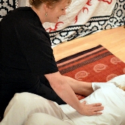 Colour image of Kate doing shiatsu